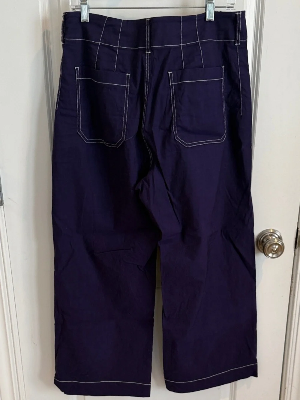 The Colette Crop Wide-Leg Pants by Maeve-Contrast-Stitch Edition, Size 31, Blue - Picture 6 of 9